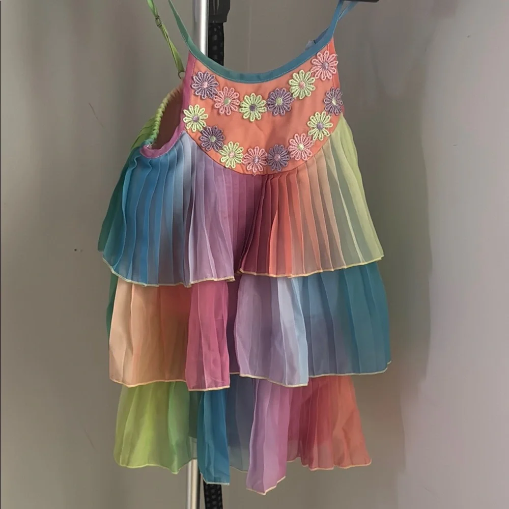 Multicolor Layered Dress with Floral Details